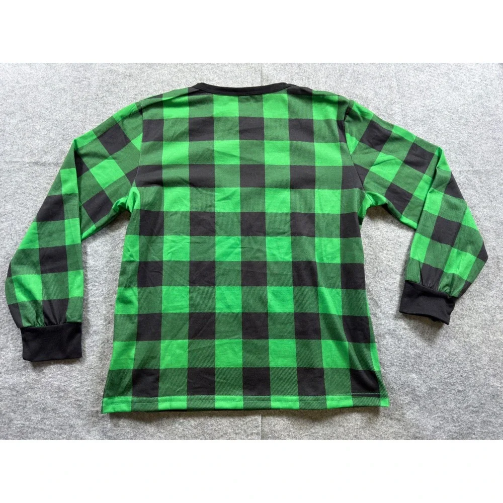 SWOMOG Pajama Set Kids‎ 130 Green Black Buffalo Plaid Long Sleeve Joggers NEW